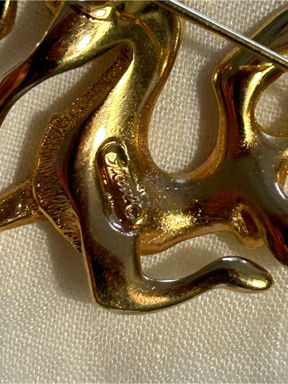 Gold-Tone Winged Mythical Creature Brooch for Women